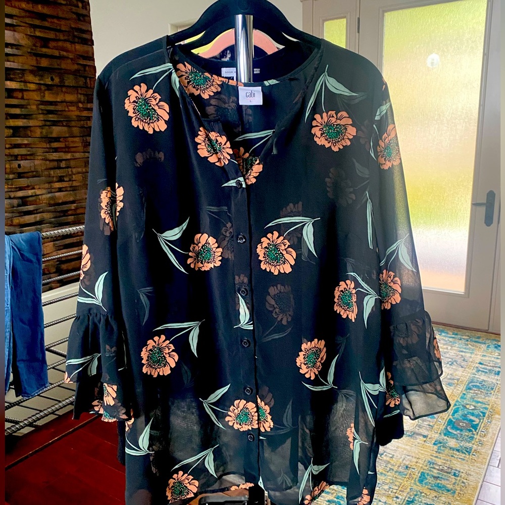EUC sheer layering blouse by CAbi